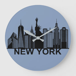 New Yorker Silhouette Große Wanduhr