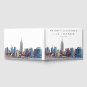 New Yorker Skyline Aquarell-Hochzeit Gästebuch (Voll)