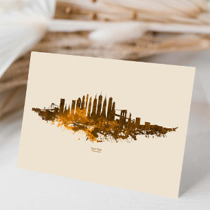New Yorker Skyline Aquarell in Orange Dankeskarte