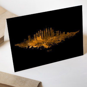 New Yorker Skyline Aquarell in Orange Dankeskarte