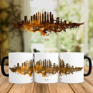 New Yorker Skyline Aquarell in orange Verwandlungstasse