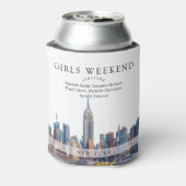 New Yorker Skyline Aquarell Mädchen-Wochenende Dosenkühler (Kanne Rückseite)