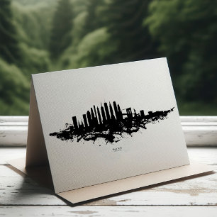 New Yorker Skyline Aquarell Schwarz-Weiß Dankeskarte