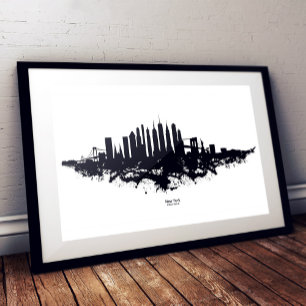 New Yorker Skyline Aquarell Schwarz-Weiß Fotodruck
