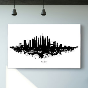 New Yorker Skyline Aquarell Schwarz-Weiß Poster