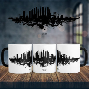 New Yorker Skyline Aquarell Schwarz-Weiß Verwandlungstasse