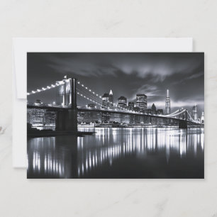New Yorker Skyline Brooklyn Bridge Monochrom Nacht Ankündigung