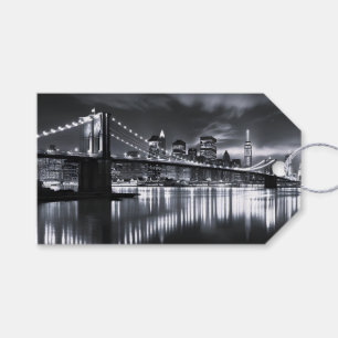New Yorker Skyline Brooklyn Bridge Monochrom Nacht Geschenkanhänger