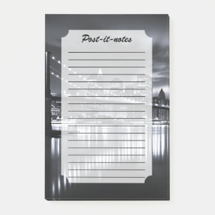 New Yorker Skyline Brooklyn Bridge Monochrom Nacht Post-it Klebezettel