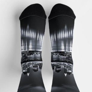 New Yorker Skyline Brooklyn Bridge Monochrom Nacht Socken