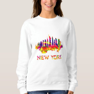 New Yorker Skyline hell farbenfroh Sweatshirt