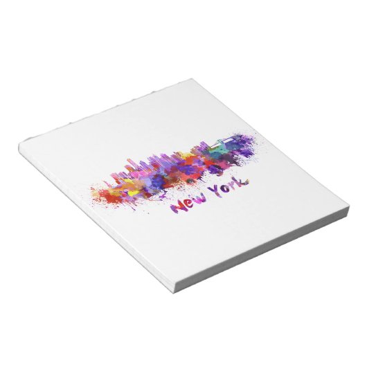 New Yorker Skyline in Aquarellfarbe Notizblock (angewinkelt)