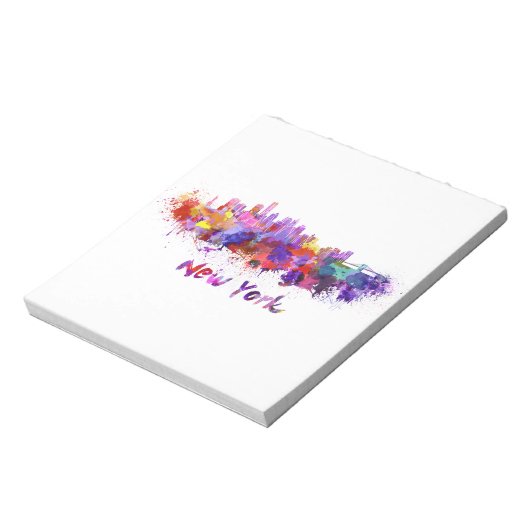 New Yorker Skyline in Aquarellfarbe Notizblock (Rotiert)