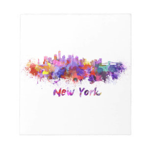 New Yorker Skyline in Aquarellfarbe Notizblock