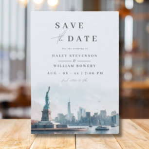New Yorker Skyline Liberty Hochzeit Termin vormerk Save The Date