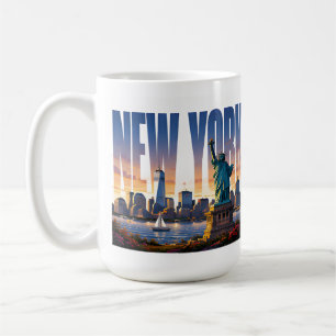 New Yorker Skyline Liberty Waterfront-Ansichten Kaffeetasse