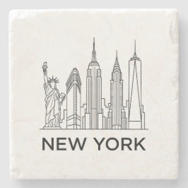 New Yorker Skyline Minimalistische Linienkunst Steinuntersetzer