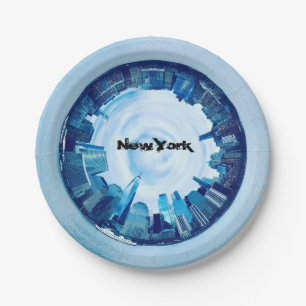New Yorker Skyline mit Hochhäusern im Kreis Pappteller