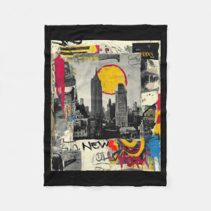 New Yorker Skyline Punk Grunge Vintage Retro Graff Fleecedecke