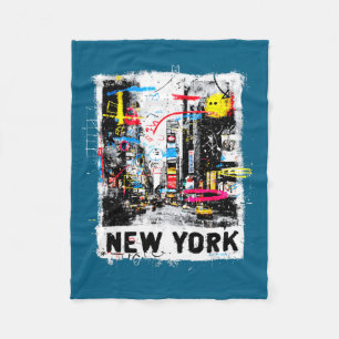New Yorker Skyline Punk Grunge Vintage Retro Graff Fleecedecke