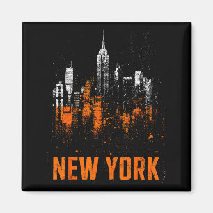 New Yorker Skyline Punk Grunge Vintage Retro Graff Magnet