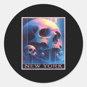 New Yorker Skyline Punk Grunge Vintage Retro Graff Runder Aufkleber