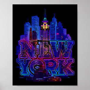 New Yorker Skyline Punk Grunge Vintage Retro Poster