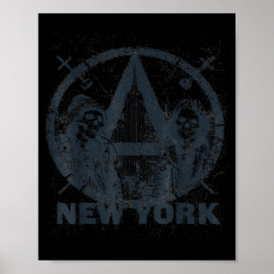 New Yorker Skyline Punk mit Vintage-Retro-Graffiti Poster