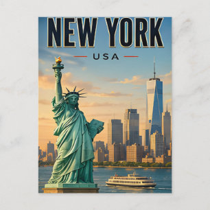 New Yorker Skyline Reise Geschenk Postkarte