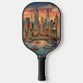 New Yorker Skyline Reise Kunst Vintage Pickleball Schläger