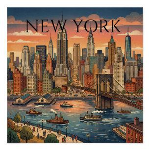 New Yorker Skyline Reise Kunst Vintage Poster