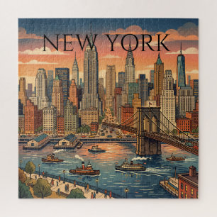 New Yorker Skyline Reise Kunst Vintage Puzzle