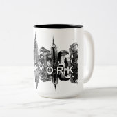 New Yorker Skyline Zweifarbige Tasse (VorderseiteRechts)