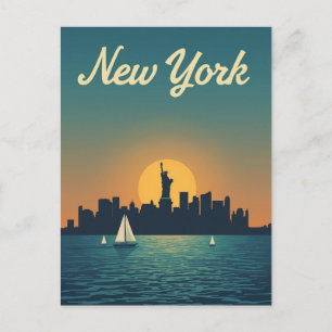 New Yorker Sonnenuntergangs-Skyline-Blick Postkarte