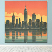 New Yorker Staat des Denkens - Retro Skyline-Leinw Leinwanddruck (Insitu (Holzboden))