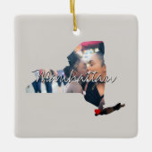 New Yorker Staat Foto-Eingabe und Ortsname Keramikornament (Vorderseite)