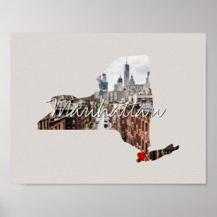 New Yorker Staat Foto-Eingabe und Ortsname Poster