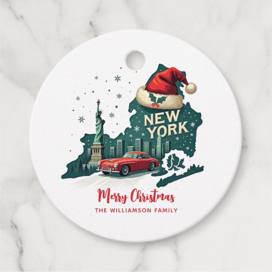 New Yorker Staat Frohe Weihnachten Custom Holiday Geschenkanhänger (Vorderseite)