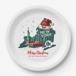 New Yorker Staat Frohe Weihnachten Custom Holiday Pappteller