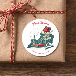 New Yorker Staat Frohe Weihnachten Custom Holiday Runder Aufkleber