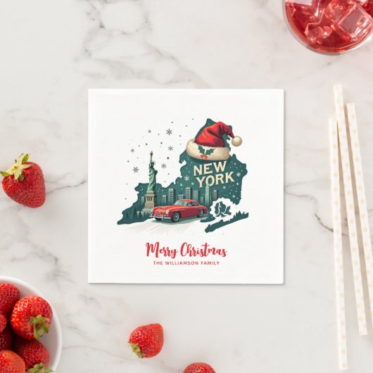 New Yorker Staat Frohe Weihnachten Custom Holiday Serviette (Beispiel)