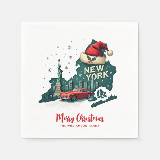 New Yorker Staat Frohe Weihnachten Custom Holiday Serviette (Vorderseite)