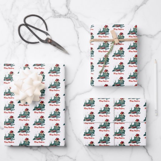 New Yorker Staat Frohe Weihnachts-Benutzerdefinier Geschenkpapier Set (Vorderseite)