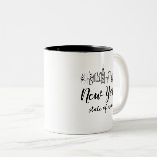 New Yorker Staat für Gedankenillustrierung Zweifarbige Tasse (VorderseiteRechts)