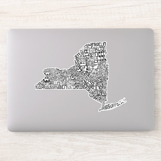 New Yorker Staat Landkreis Typografic Word Art Map Aufkleber (Computer)