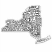 New Yorker Staat Landkreis Typografic Word Art Map Aufkleber (Vorderseite)