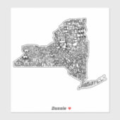 New Yorker Staat Landkreis Typografic Word Art Map Aufkleber (Blatt)