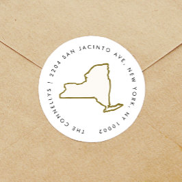 New Yorker Staat Rücksendeadressen-Aufkleber Runder Aufkleber