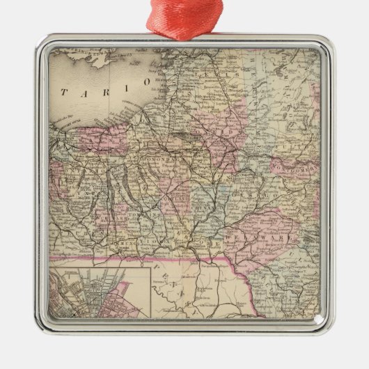 New Yorker Staat Silbernes Ornament (Vorne)