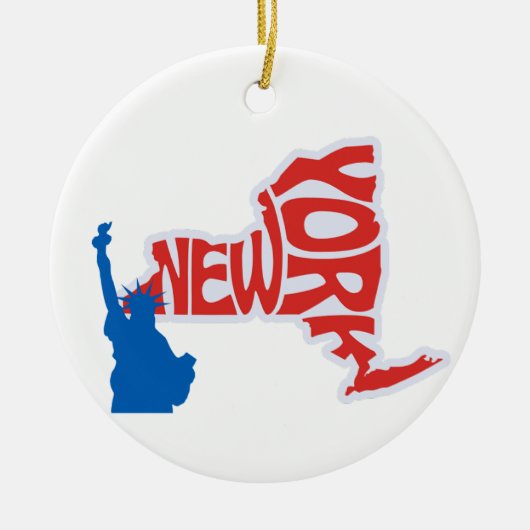 New Yorker Staat Weihnachtsbaum Keramik Ornament (Vorne)